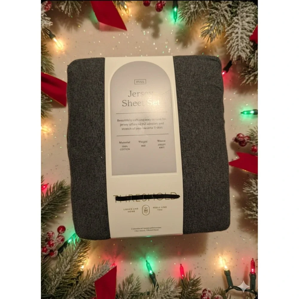 Threshold Jersey Knit Sheet Set Full Charcoal Grey Soft Comfort